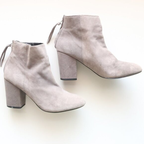 Steve Madden Cynthia Grey Suede Leather Block Heel Ankle Boots / Booties Size 9 - Picture 10 of 15